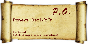 Ponert Oszlár névjegykártya